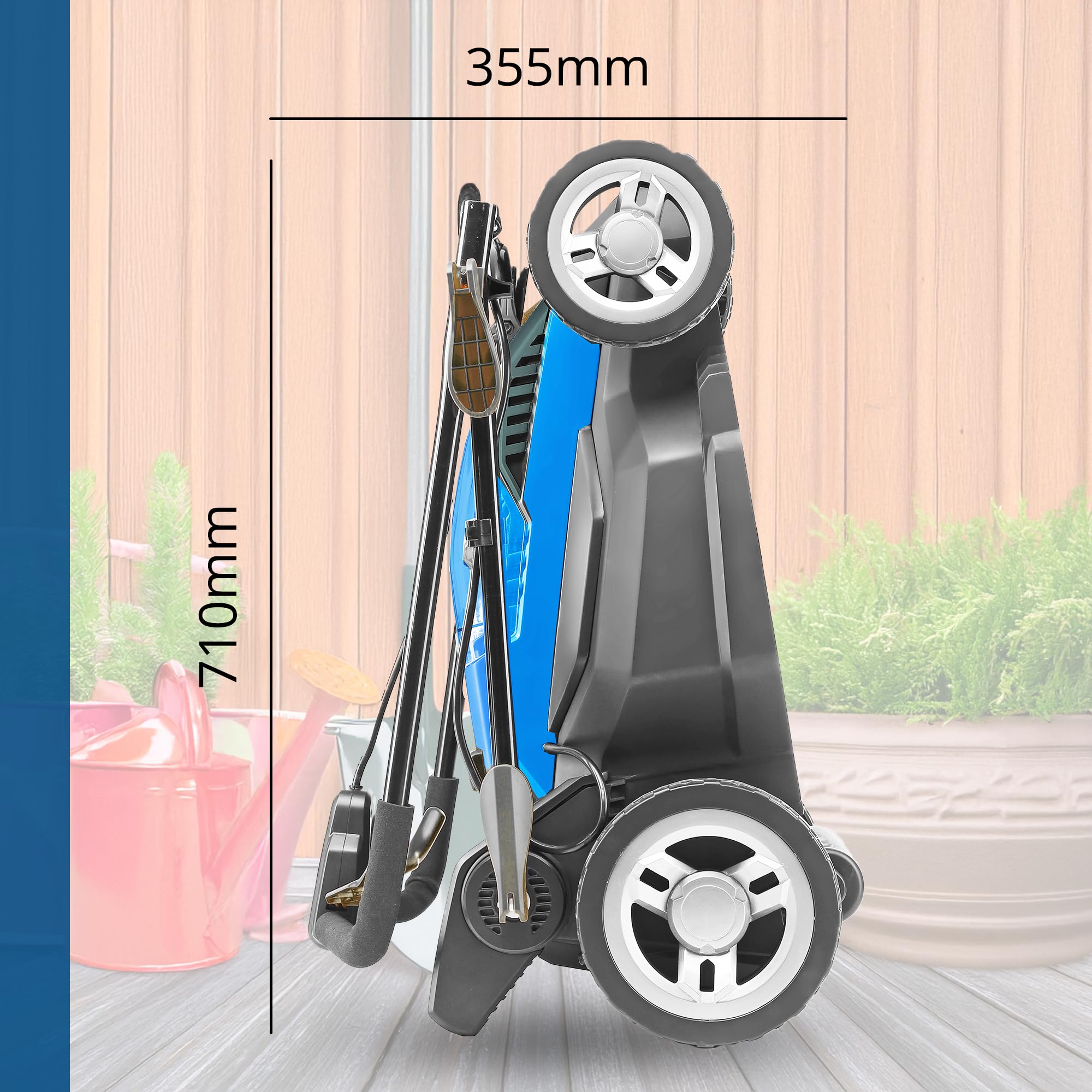 Hyundai 15'' / 38cm 1600w Electric Lawnmower with Rear Roller with Mulching Feature 40 Litre Collection Bag and 5 Cutting Heights with 10m Power Cable