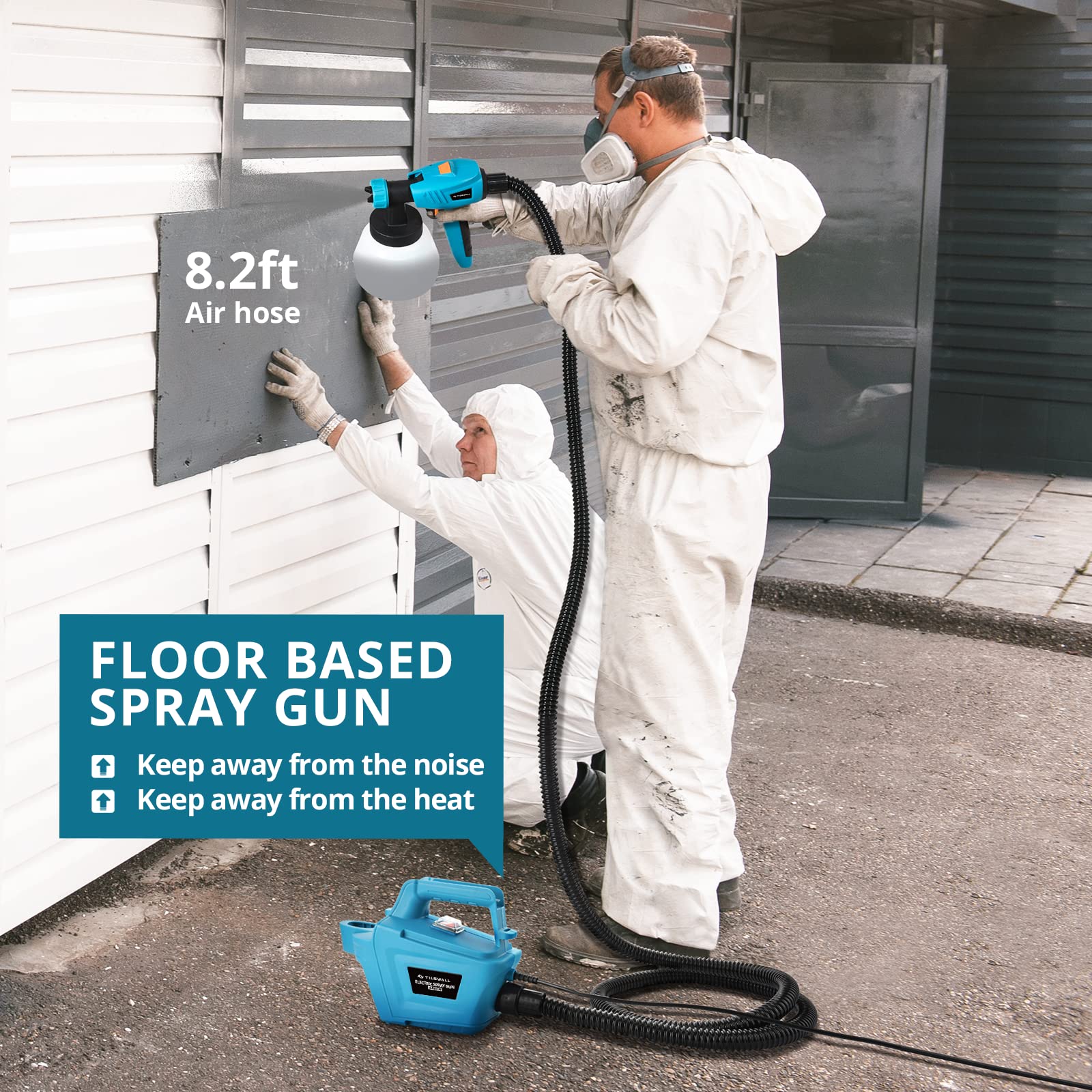Fence Paint Sprayer Tilswall Pro 800W, Electric HVLP Paint Spray Gun with 3 Nozzle Sizes, 3 Spray Patterns, and 1300ML Detachable Container for Fences, Sheds, Decking, Garden Furniture