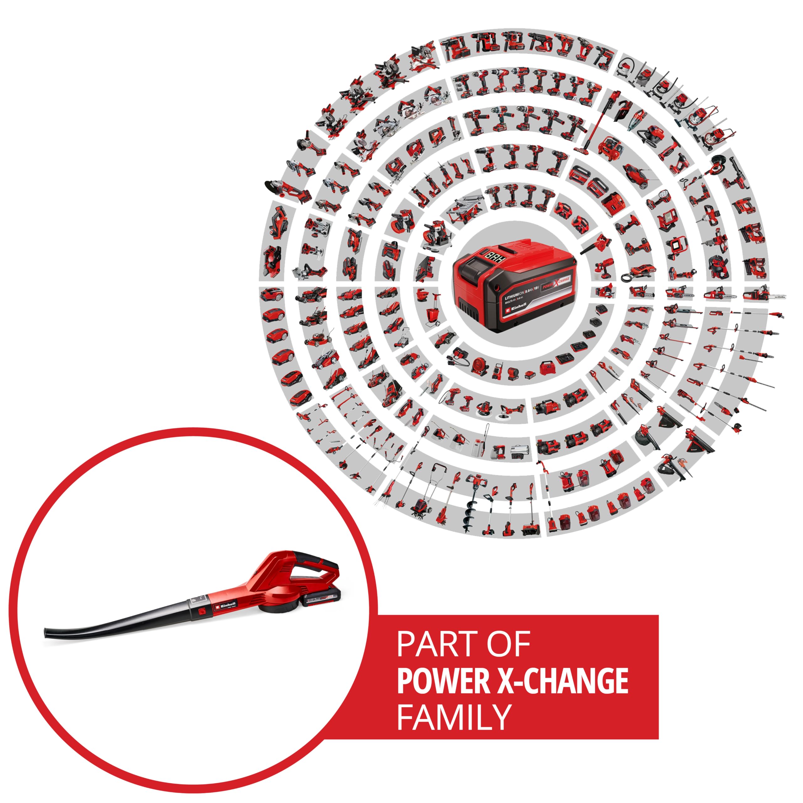 Einhell Power X-Change 18V Cordless Leaf Blower With Battery and Charger - Lightweight, Powerful Air Blower For Garden, Workshop And Home Use - GE-CL 18 Li E Garden Blower