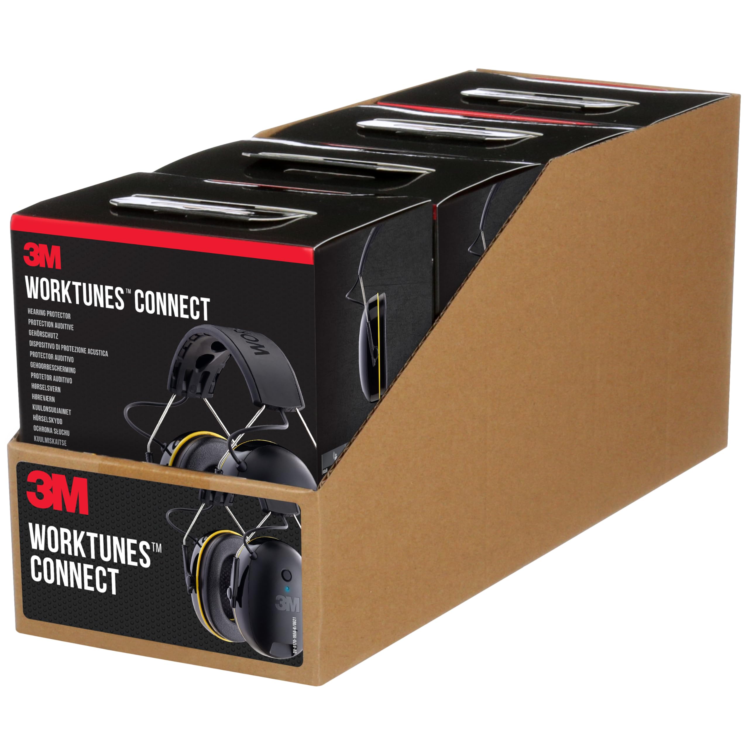 3M WorkTunes Connect, Bluetooth Ear Defenders Wireless, 90543EC1, Hearing Protector Earmuffs, Connect your Mobile Phone, 30+ hours battery life, Rechargeable, (94-105 dB), Black, 4.02x7.44x5.91