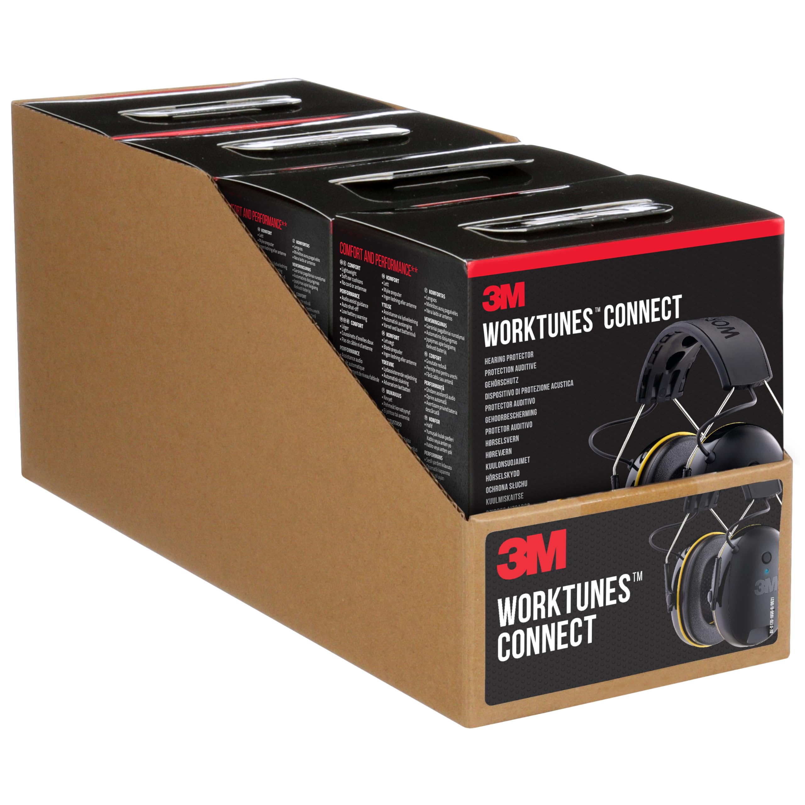 3M WorkTunes Connect, Bluetooth Ear Defenders Wireless, 90543EC1, Hearing Protector Earmuffs, Connect your Mobile Phone, 30+ hours battery life, Rechargeable, (94-105 dB), Black, 4.02x7.44x5.91