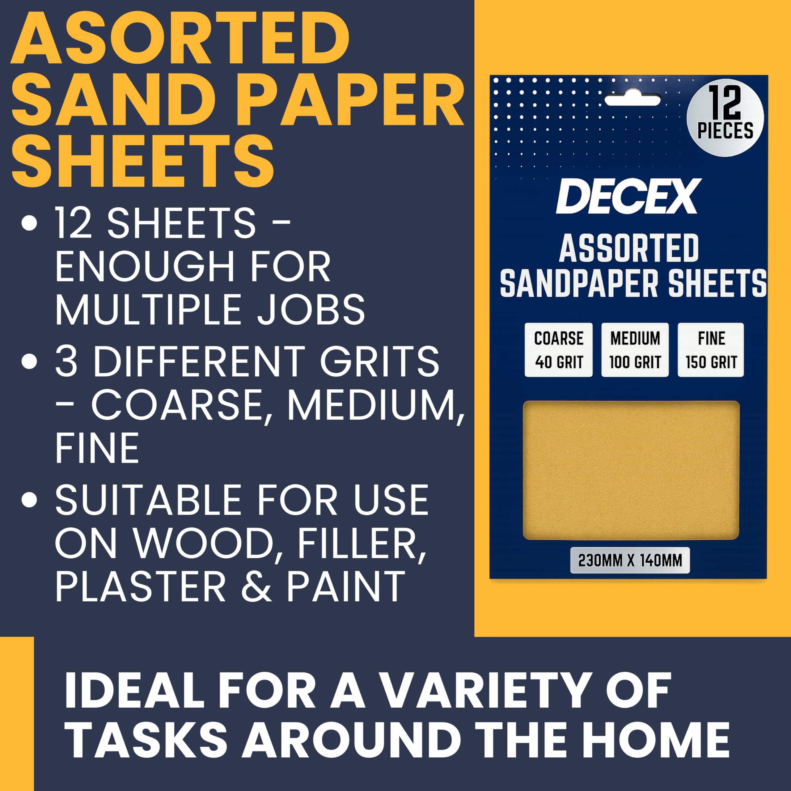 Wall Repair Kit With 1.4kg Ready Mixed Filler for Walls Holes & Gaps | 12 Assorted Sand Paper, Gloves & Plastic Filling Tools | Plaster & Wood Filler