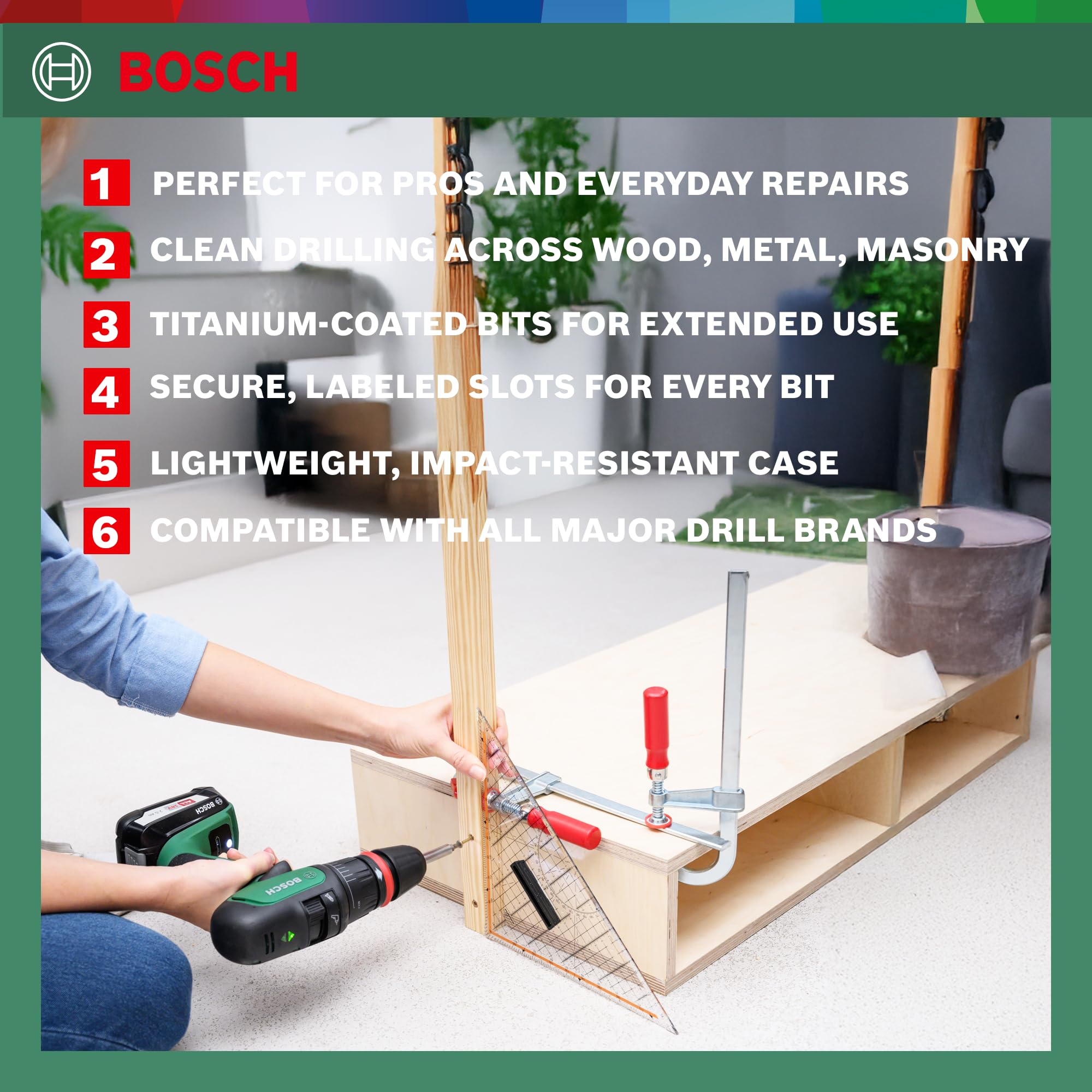 Bosch 50-Pieces X-Line Titanium Drill and Screwdriver Bit Set (for Wood, Masonry and Metal, Accessories Drills)