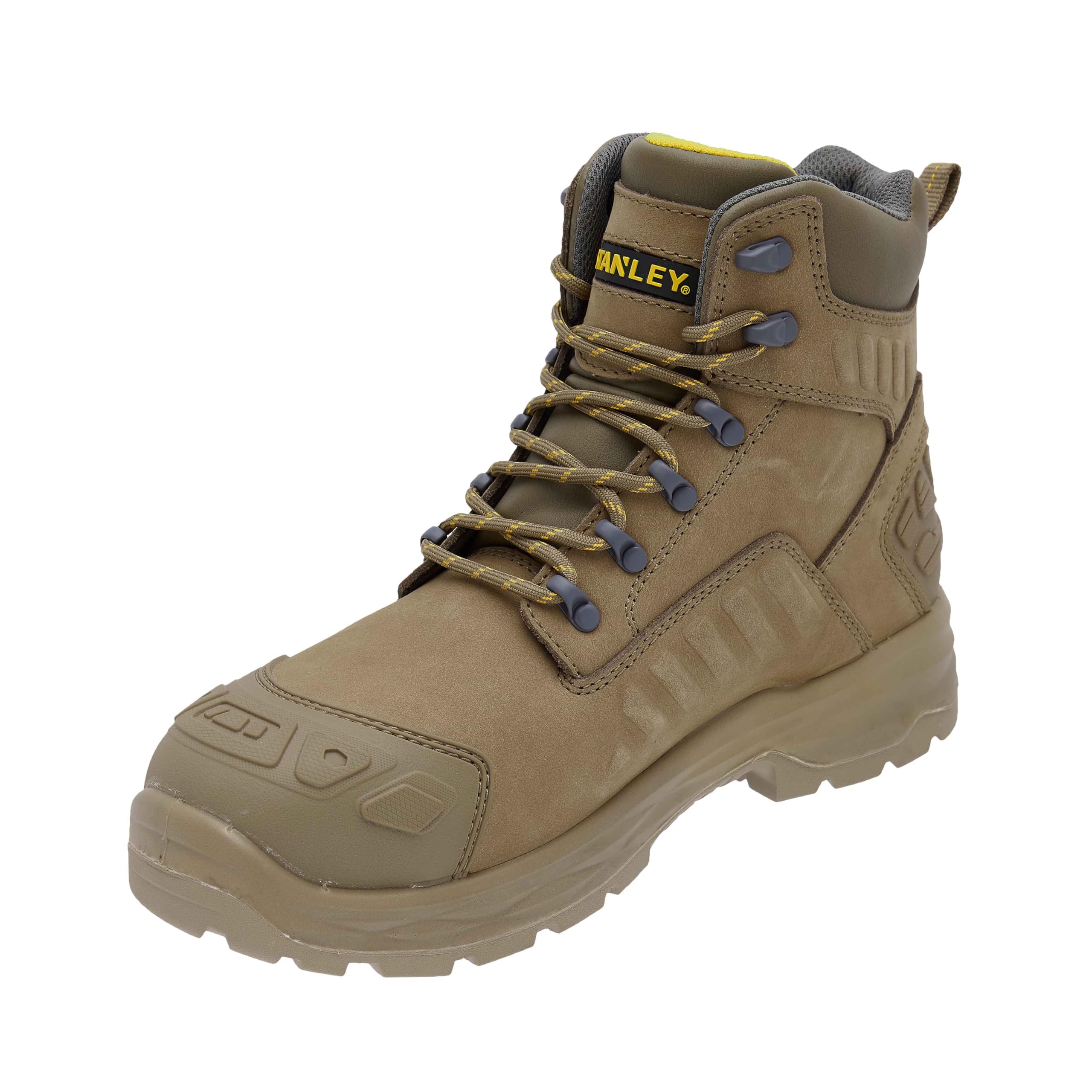 STANLEY Vortex Men's Waterproof, Nubuck Leather, Steel Safety Toe, Penetration Resistant Work Boot, Stone, UK10