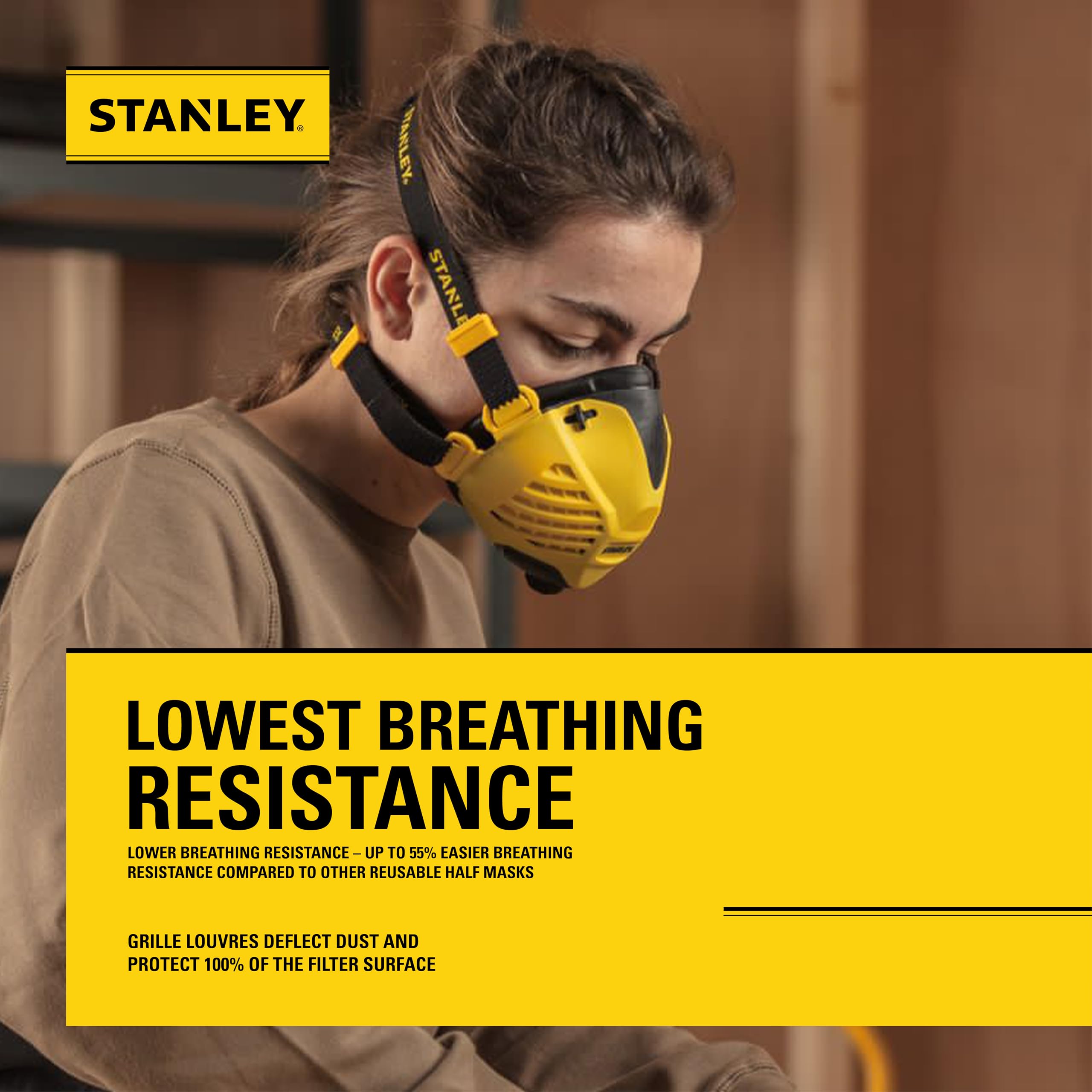 STANLEY DUST MASK RESPIRATOR WITH P3 FILTERS S/M