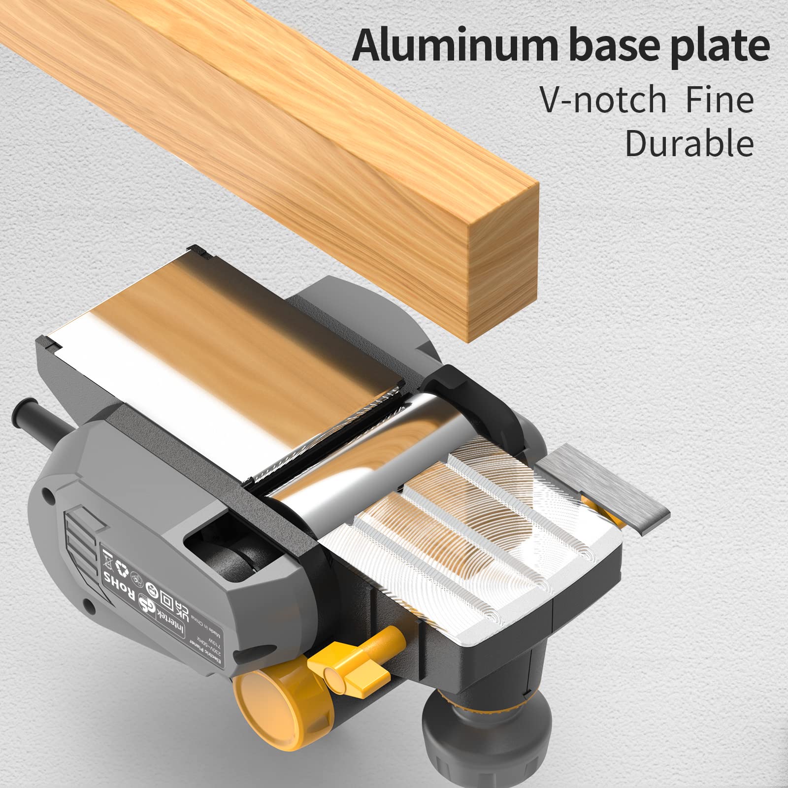 Jellas Electric Planer, Voltage 230-240V Electric Hand Planer, 16000RPM Planer, with 2 Reversible HSS Blades, 2mm Adjustable Cut Depth, Parallel Fence Bracket, Ideal Planer Woodworking, EP710