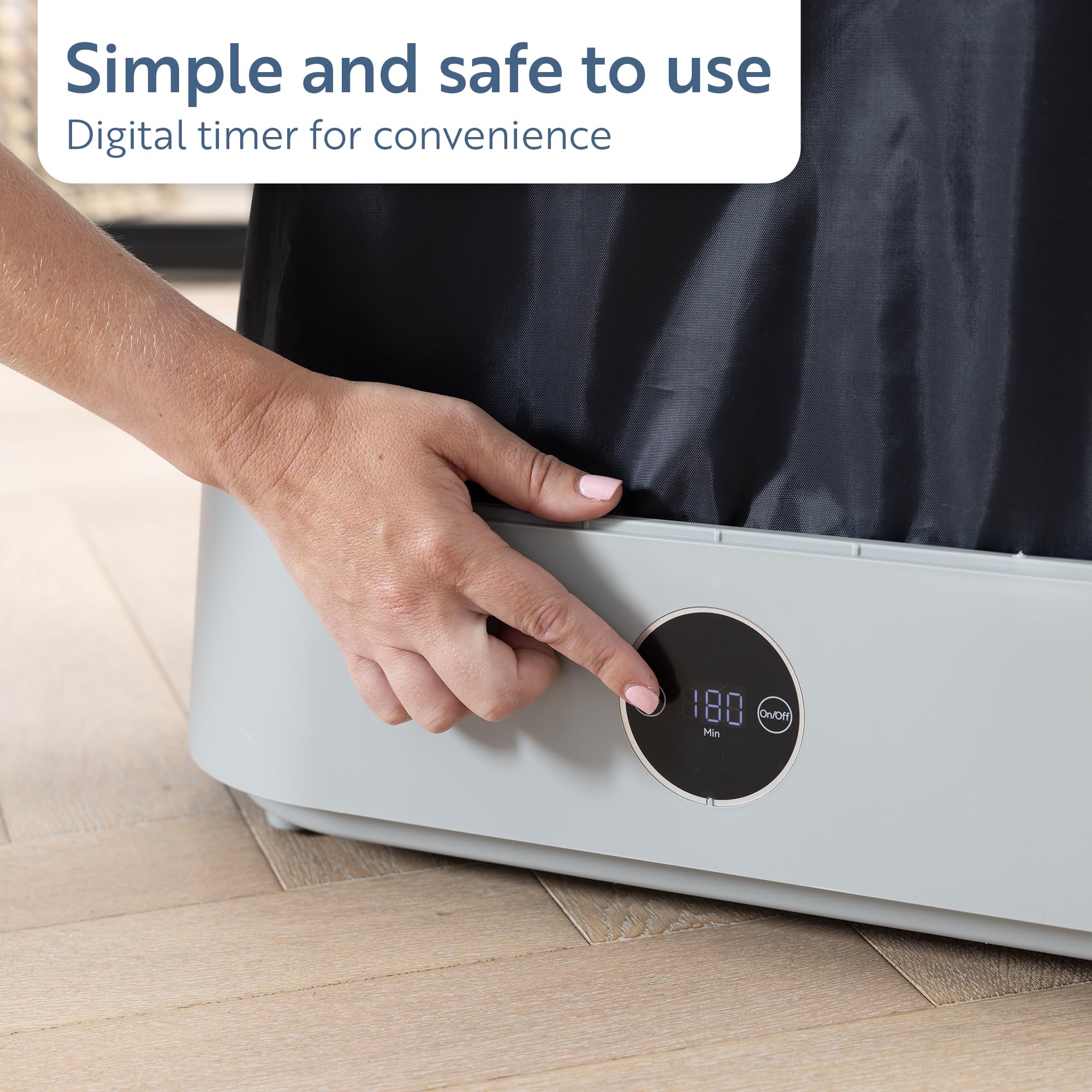 Minky SureDRI Compact Drying Pod, Portable Electric Clothes Dryer with Quiet Fan, 1.5M Cord, Up to 6 Hours Working time, Fast & Economical Drying, Holds Up to 10 Hangers, Low Running Costs