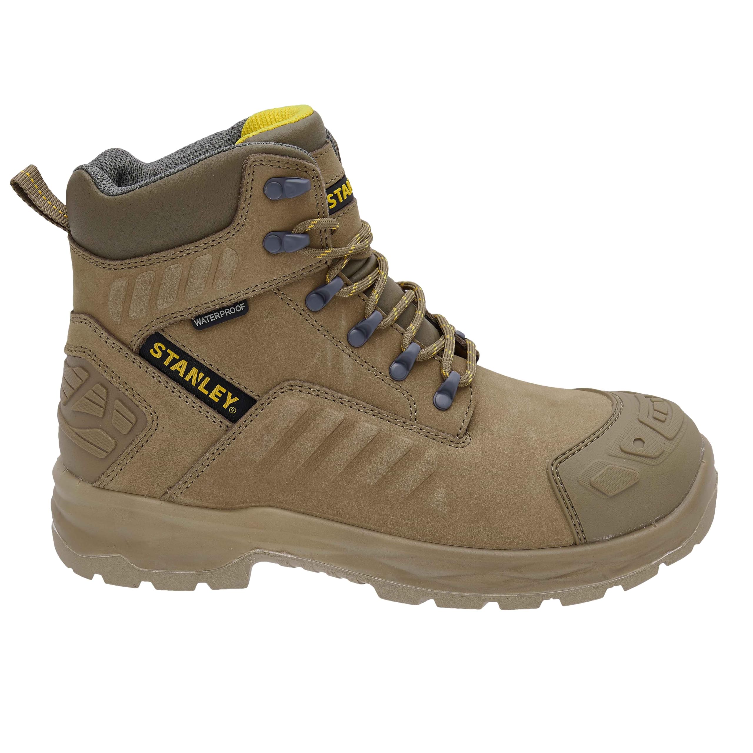 STANLEY Vortex Men's Waterproof, Nubuck Leather, Steel Safety Toe, Penetration Resistant Work Boot, Stone, UK10