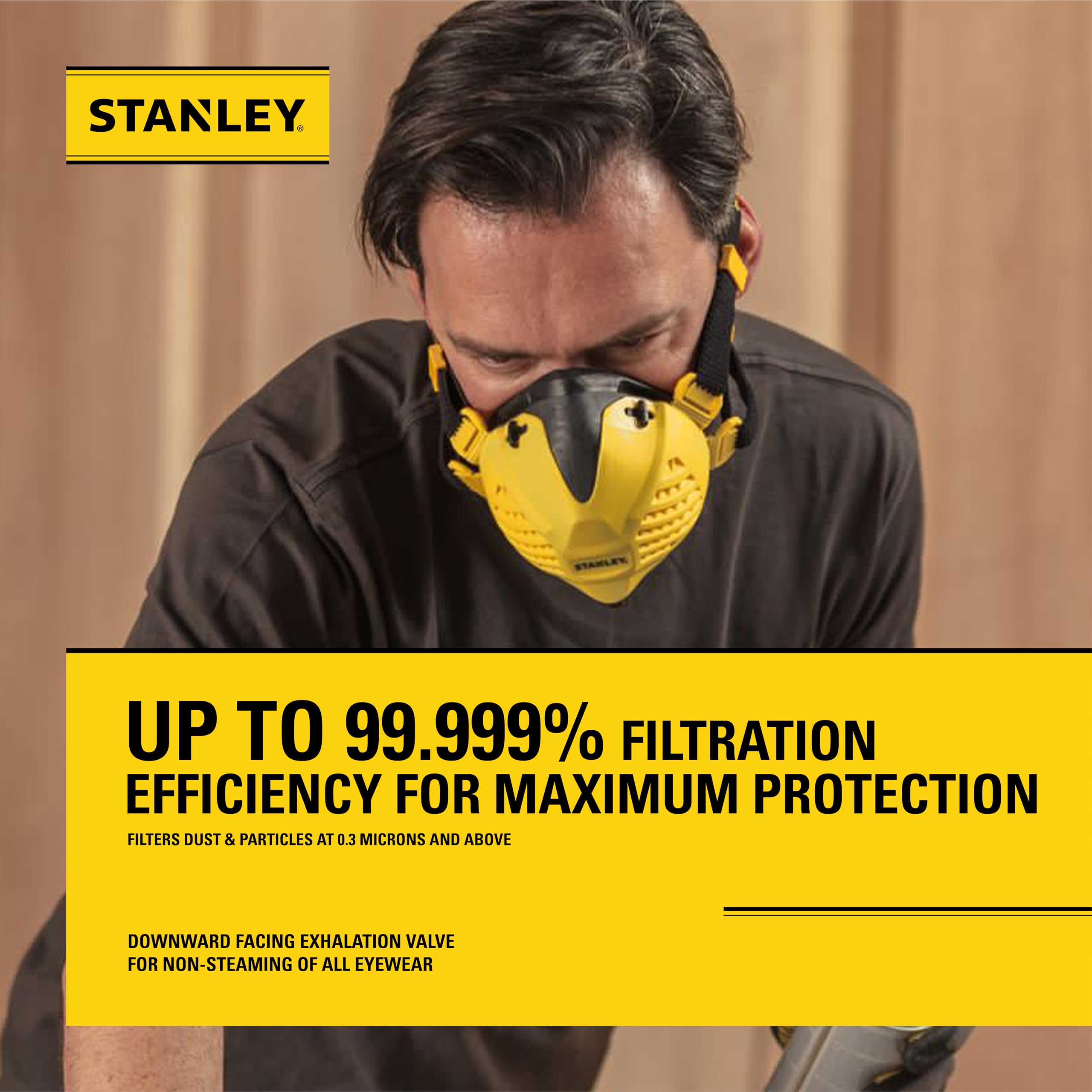 STANLEY DUST MASK RESPIRATOR WITH P3 FILTERS S/M
