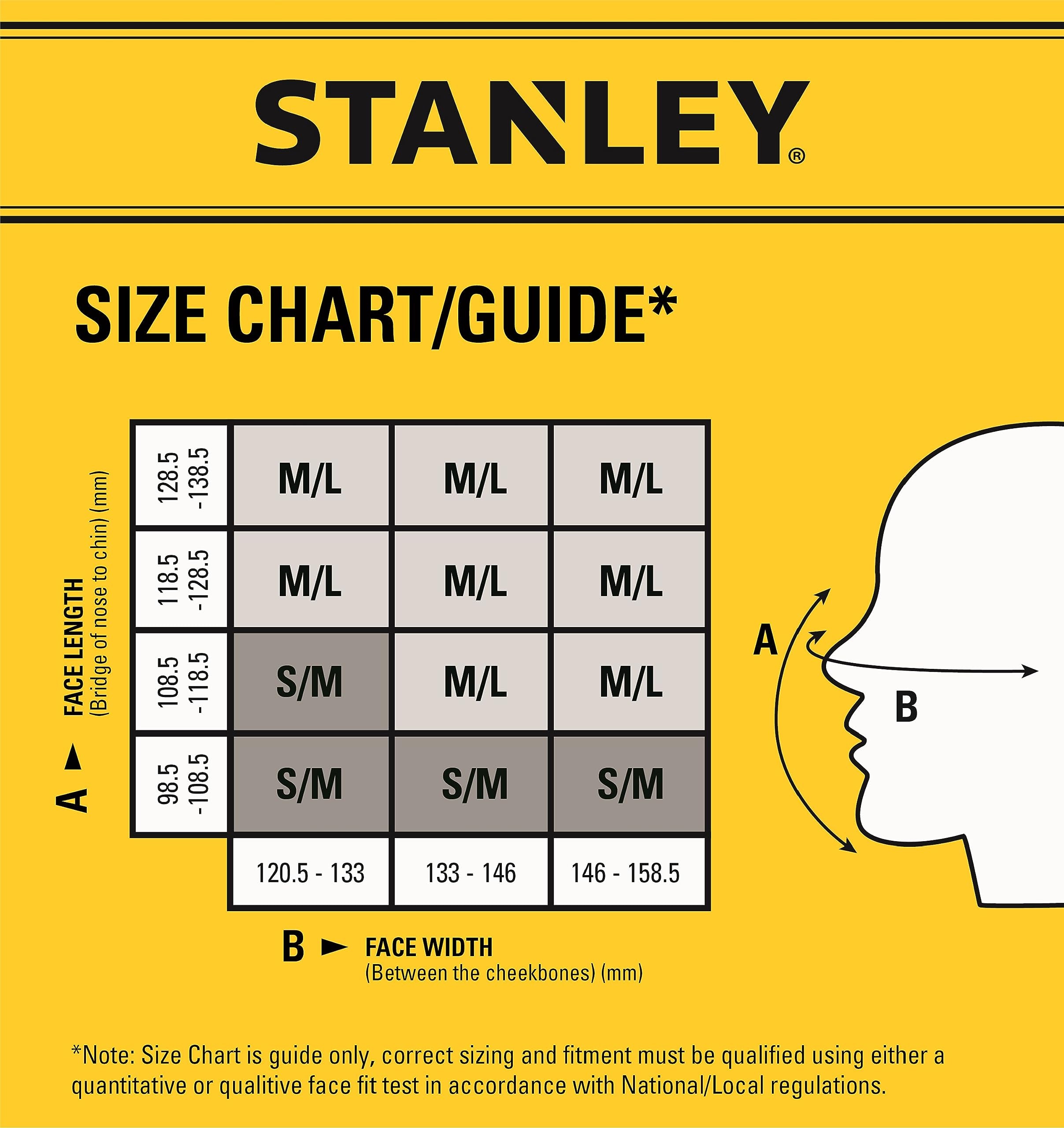 STANLEY DUST MASK RESPIRATOR WITH P3 FILTERS S/M
