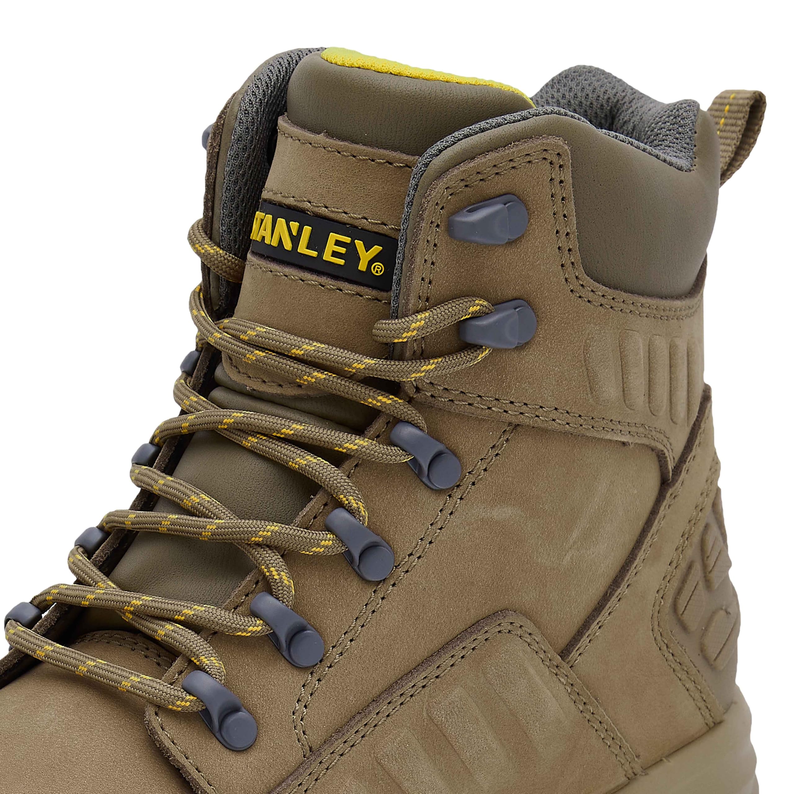 STANLEY Vortex Men's Waterproof, Nubuck Leather, Steel Safety Toe, Penetration Resistant Work Boot, Stone, UK10