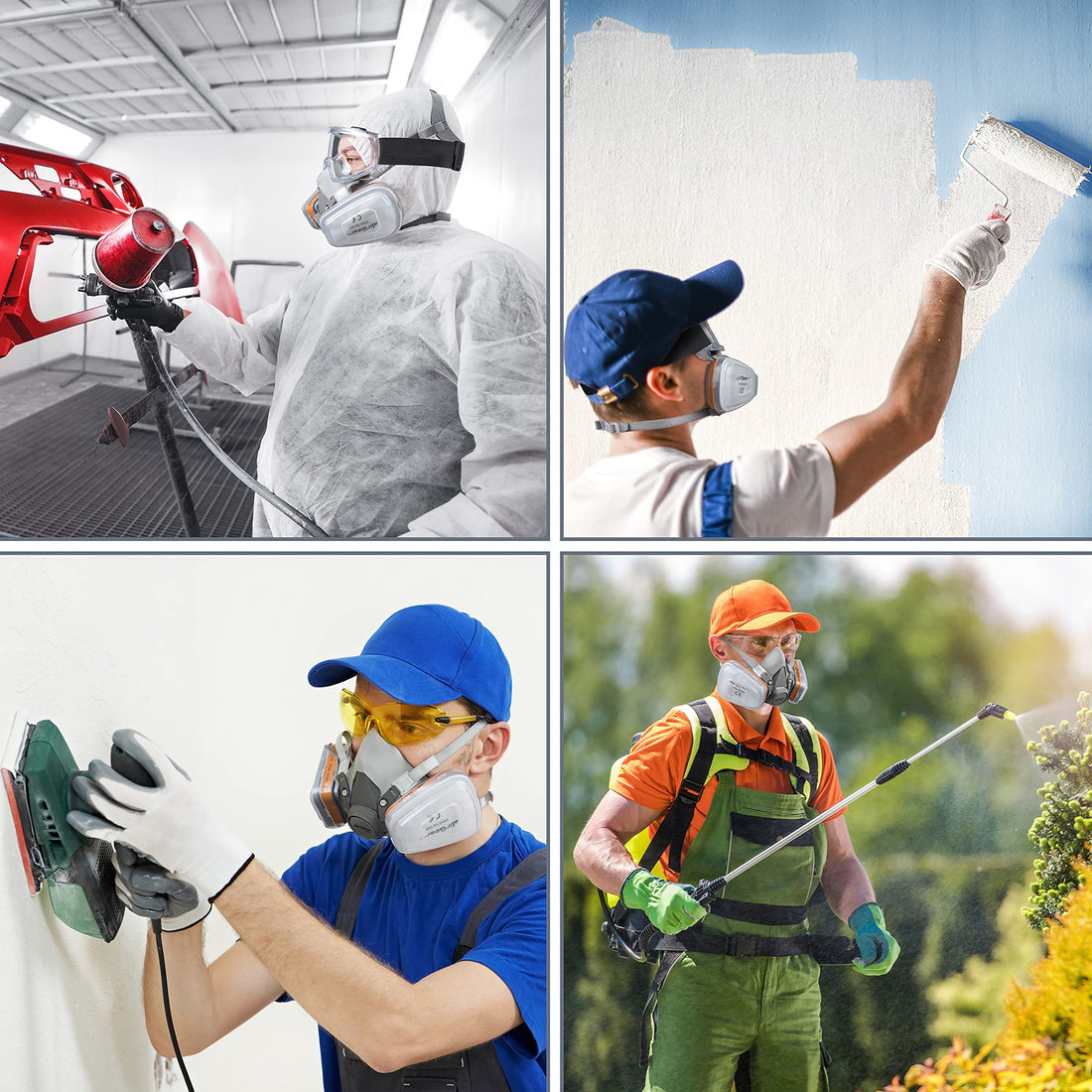 AirGearPro G-500 Reusable Respirator Mask with A1P2 Filters and Safety Goggles | Anti-Dust Gas mask Ideal for Spray painting, Sanding, Pesticide spraying, Building work, Chemical, Military and more.