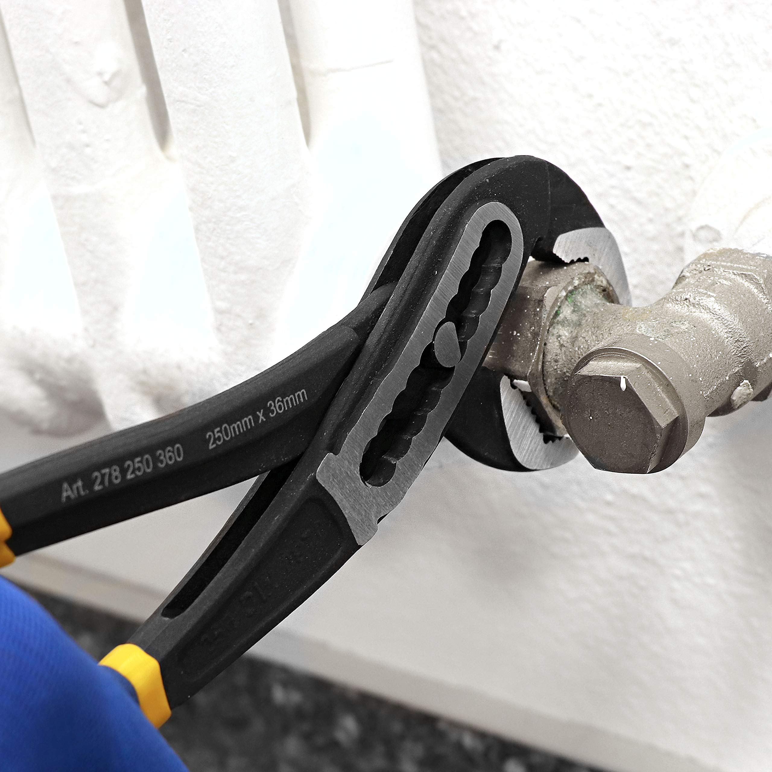 S&R Water Pump Pliers, 250mm Pipe Wrench – CR-V Steel, 55mm Opening Width, Double-Coated Secure Handles