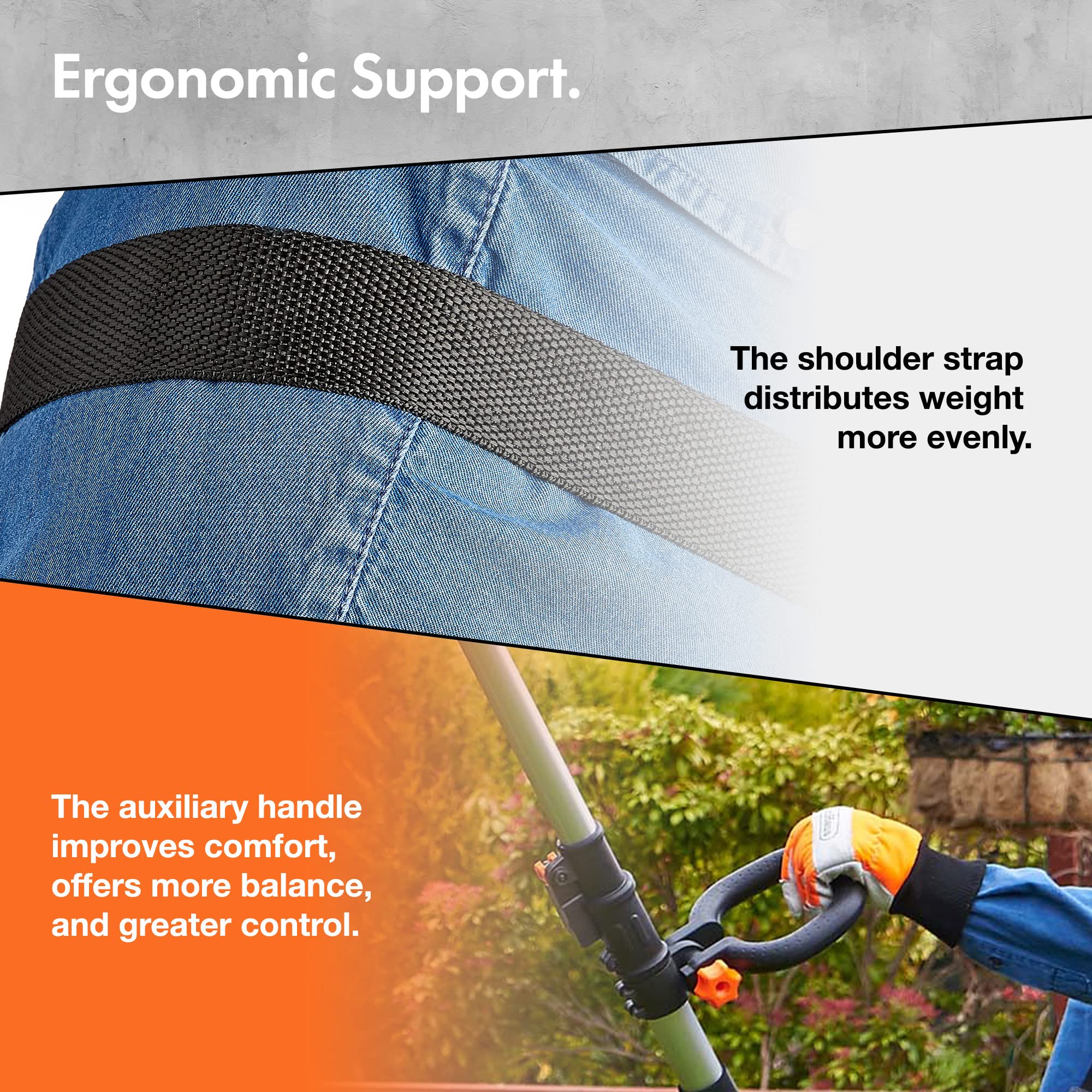 VonHaus Pole Hedge Trimmer Cordless – Long Reach Telescopic Extendable Cutter for Hedges, Bushes, Branches, Shrubs – 20V Battery, Charger, Shoulder Strap, 135° Adjustable Head, Dual Action Blades