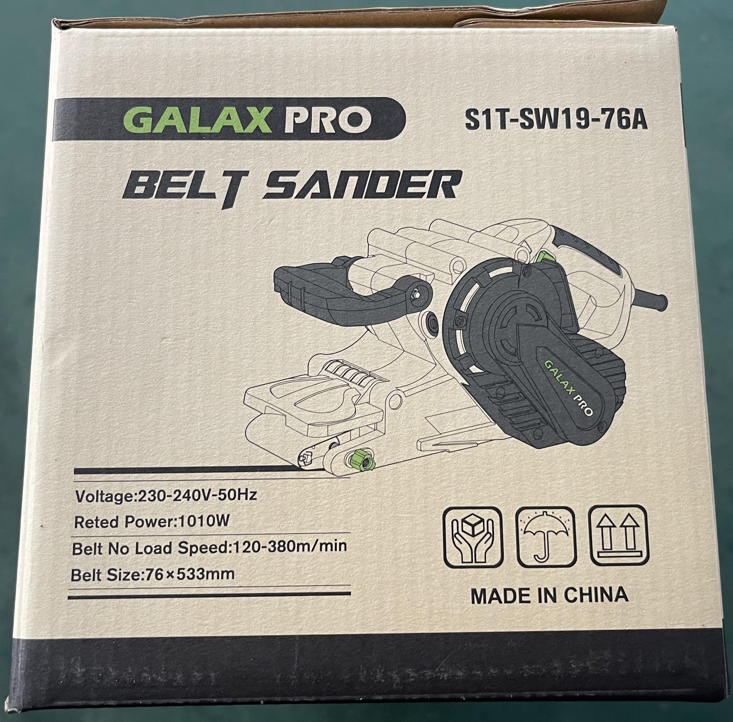 GALAX PRO 1010W Belt Sander, 120-380 RPM Variable Speed Settings, Dust Bag，5 Sanding Belts(76x533 MM)