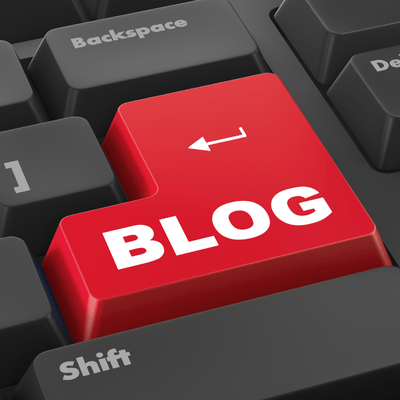 Red 'BLOG' key on a black keyboard